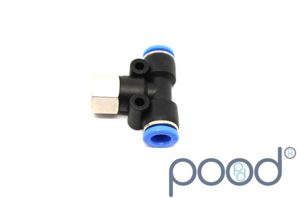 T-Stykke G1/8" Hun - 1/4" Push-In