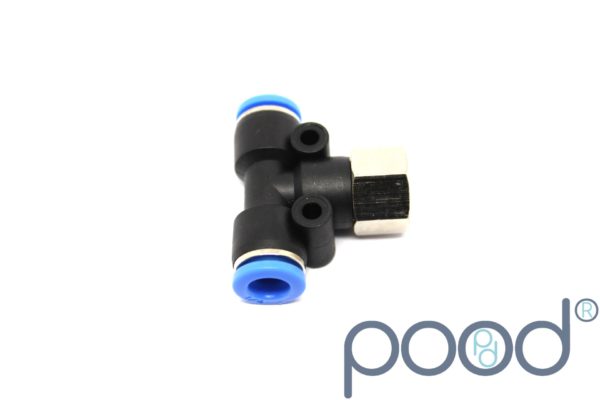 T-Stykke G1/8" Hun - 1/4" Push-In