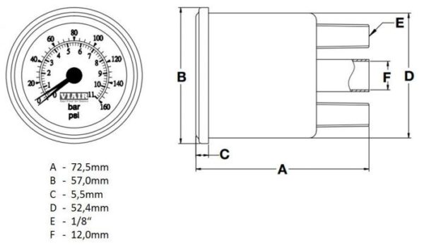 ViAir Dual Analog 0-160 psi